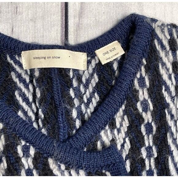 Anthropologie Sleeping On Snow Poncho Sweater With Pockets Fringe Hem - Picture 3 of 10